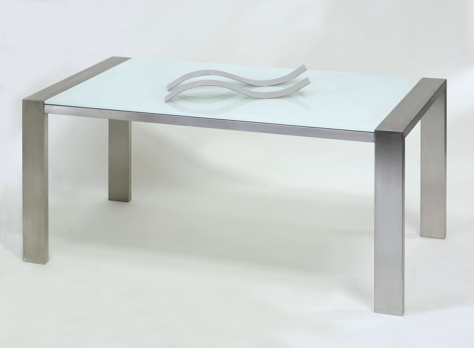 Tavolo con struttura in acciaio inox e vetro - lago Inox Design
